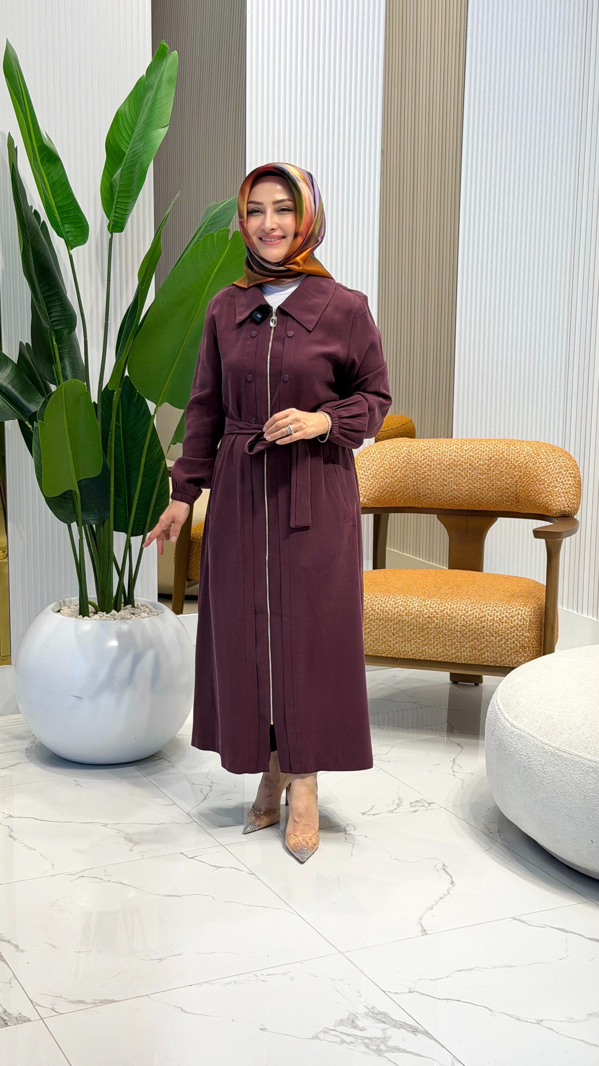 ZIMBA DETAYLI GİYÇIK MÜRDÜM 6139
