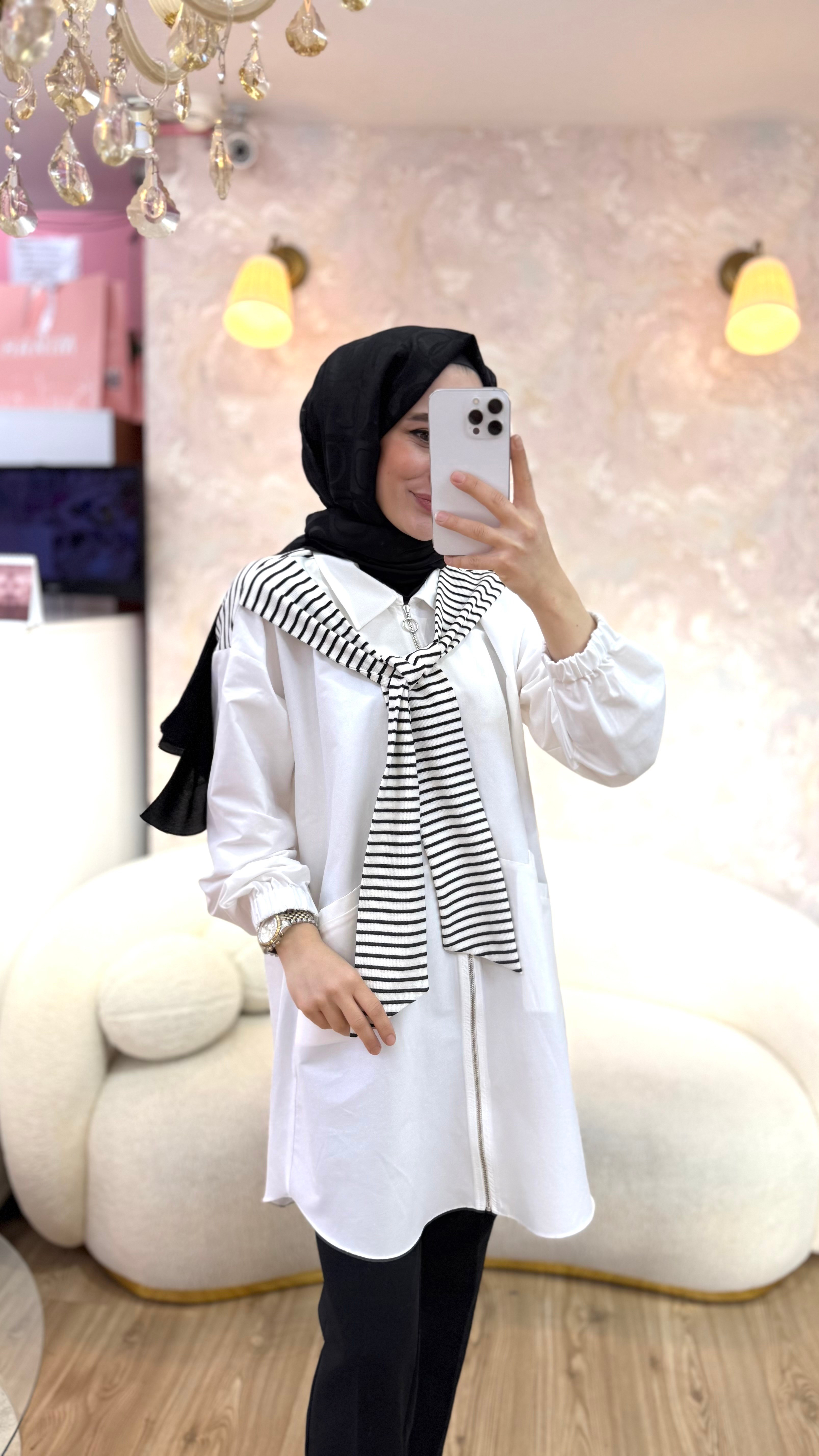 Bağlamalı Fermuarlı Tunik