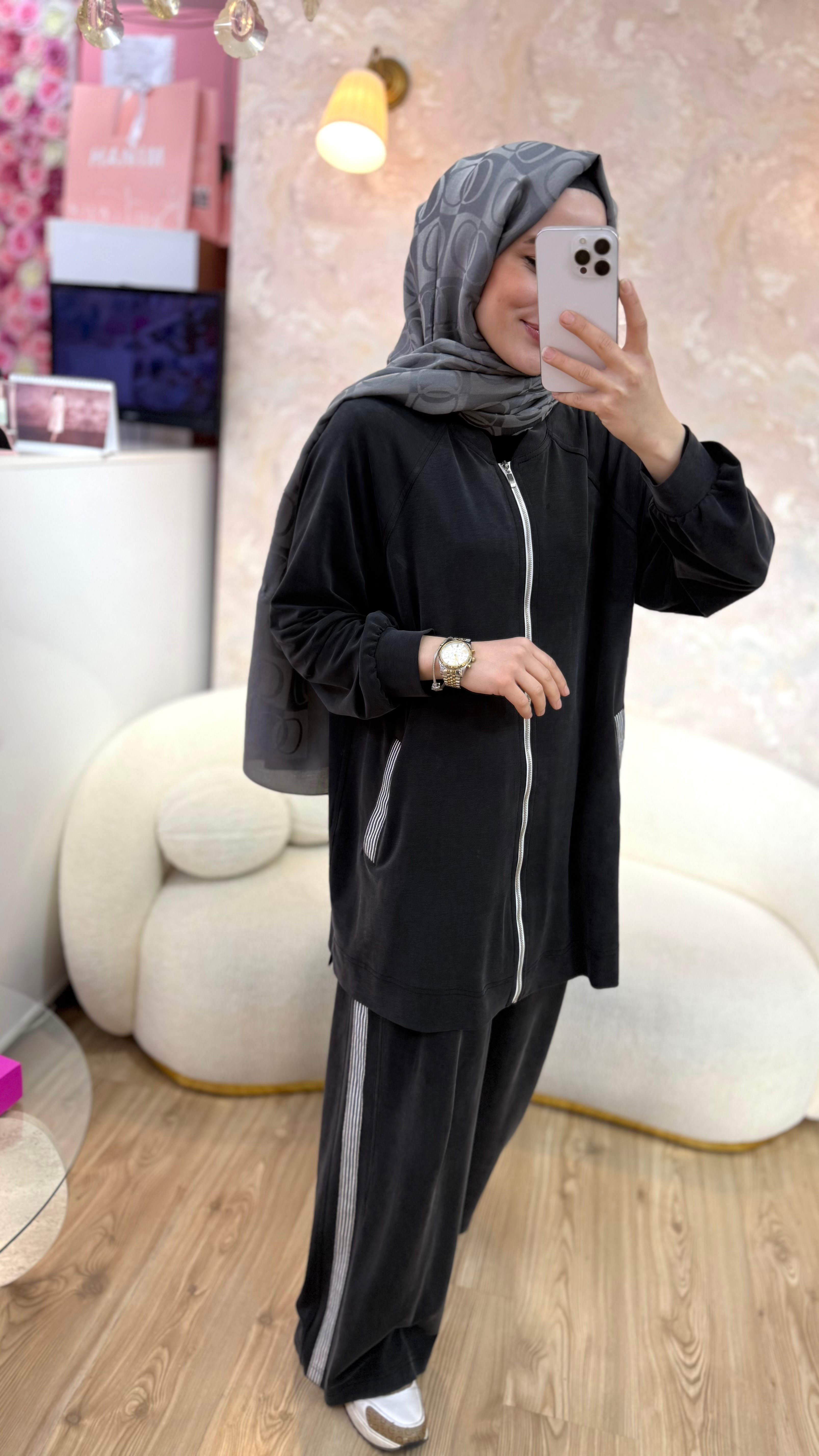 İpek Örme Eşofman Takımı-Antrasit