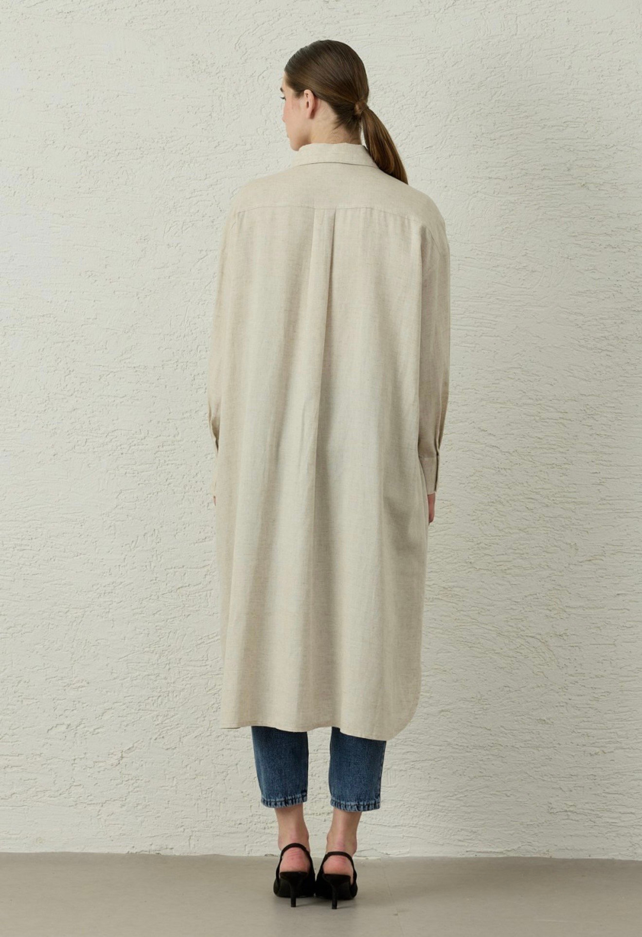Natural Keten Tunik-Taş