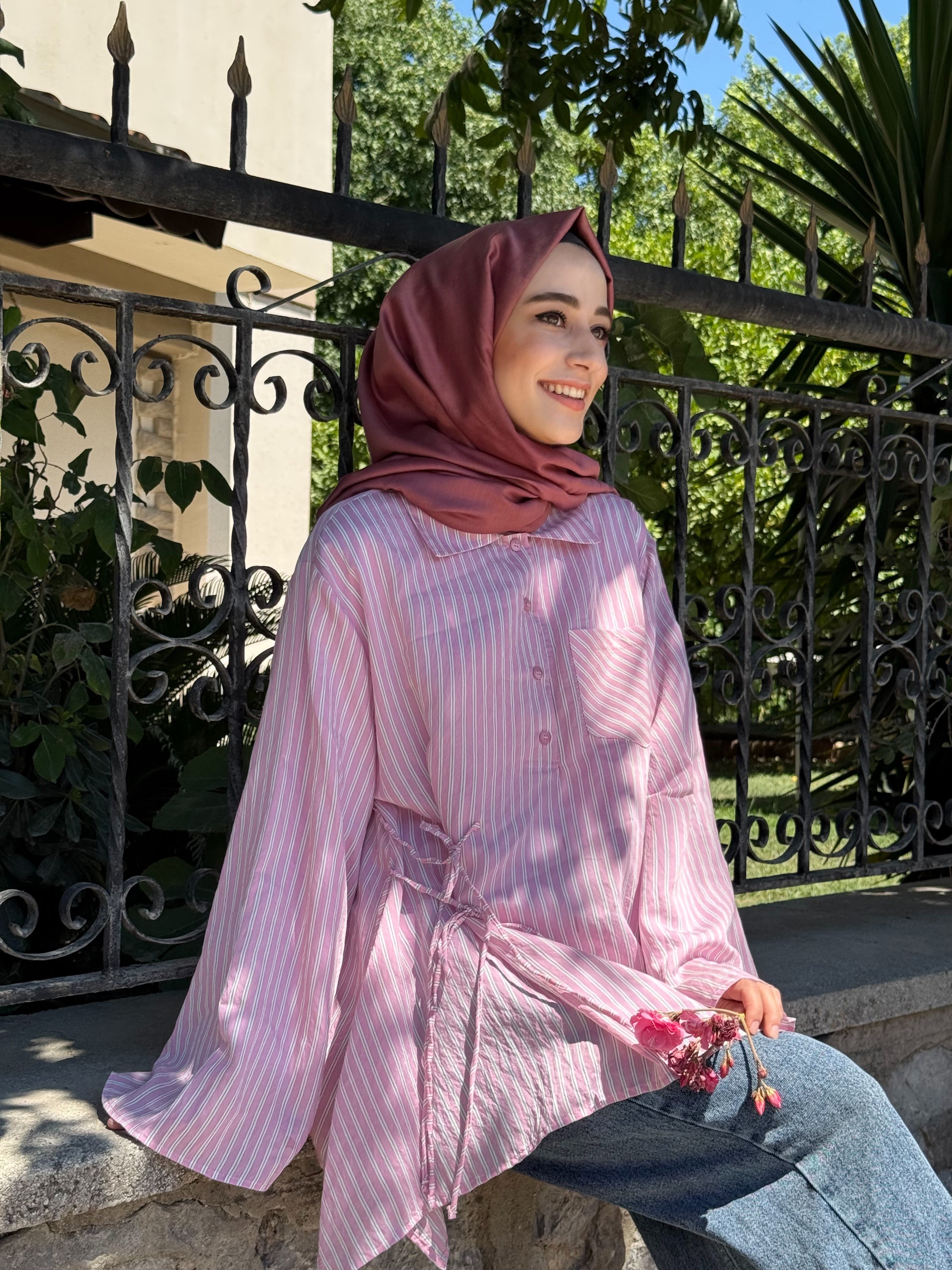 Pembe Çizgi Detay Tunik