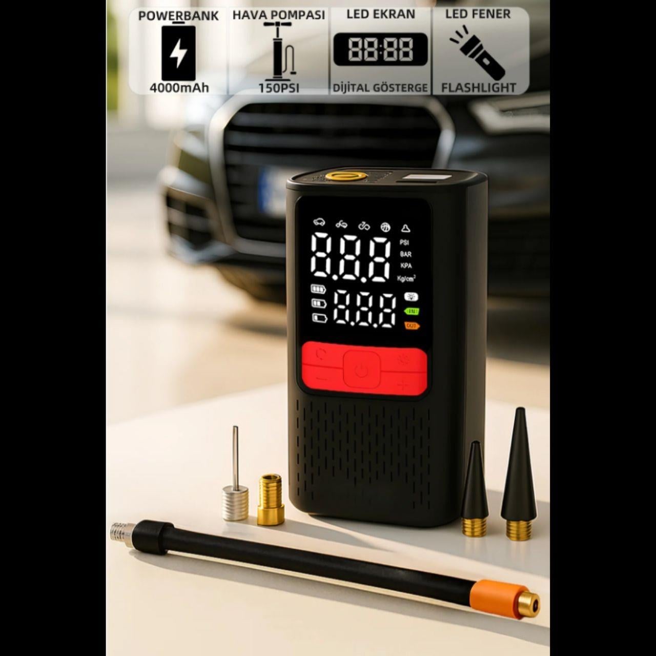 150PSI 4000mAh Taşınabilir Araba Lastik Hava Pompası