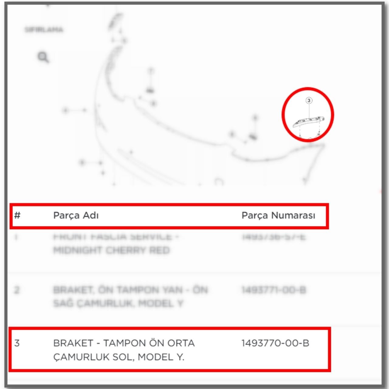 Model Y Ön Çamurluk Braketi Sol 1493770-00-B