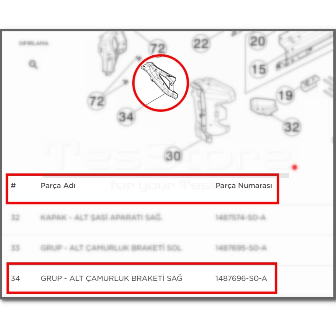 Model Y Ön  Tampon İç Braketi Sağ_1493742-00-A