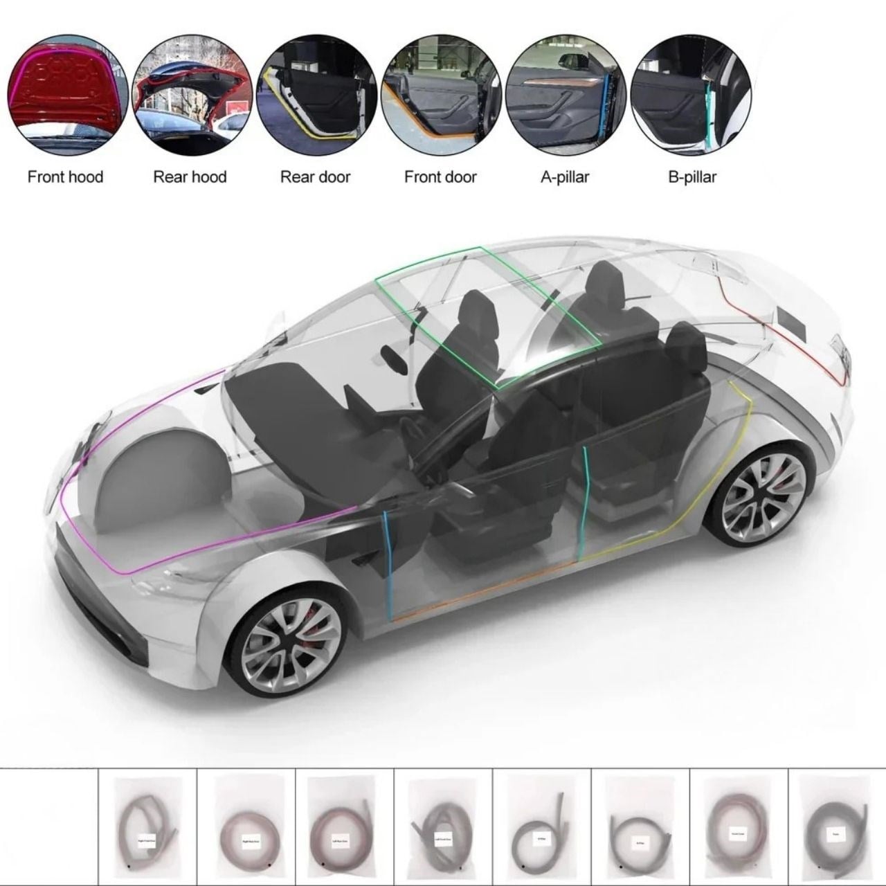 Tesla Model Y/3 Kapı&Kaput&Bagaj Yalıtım Fitili