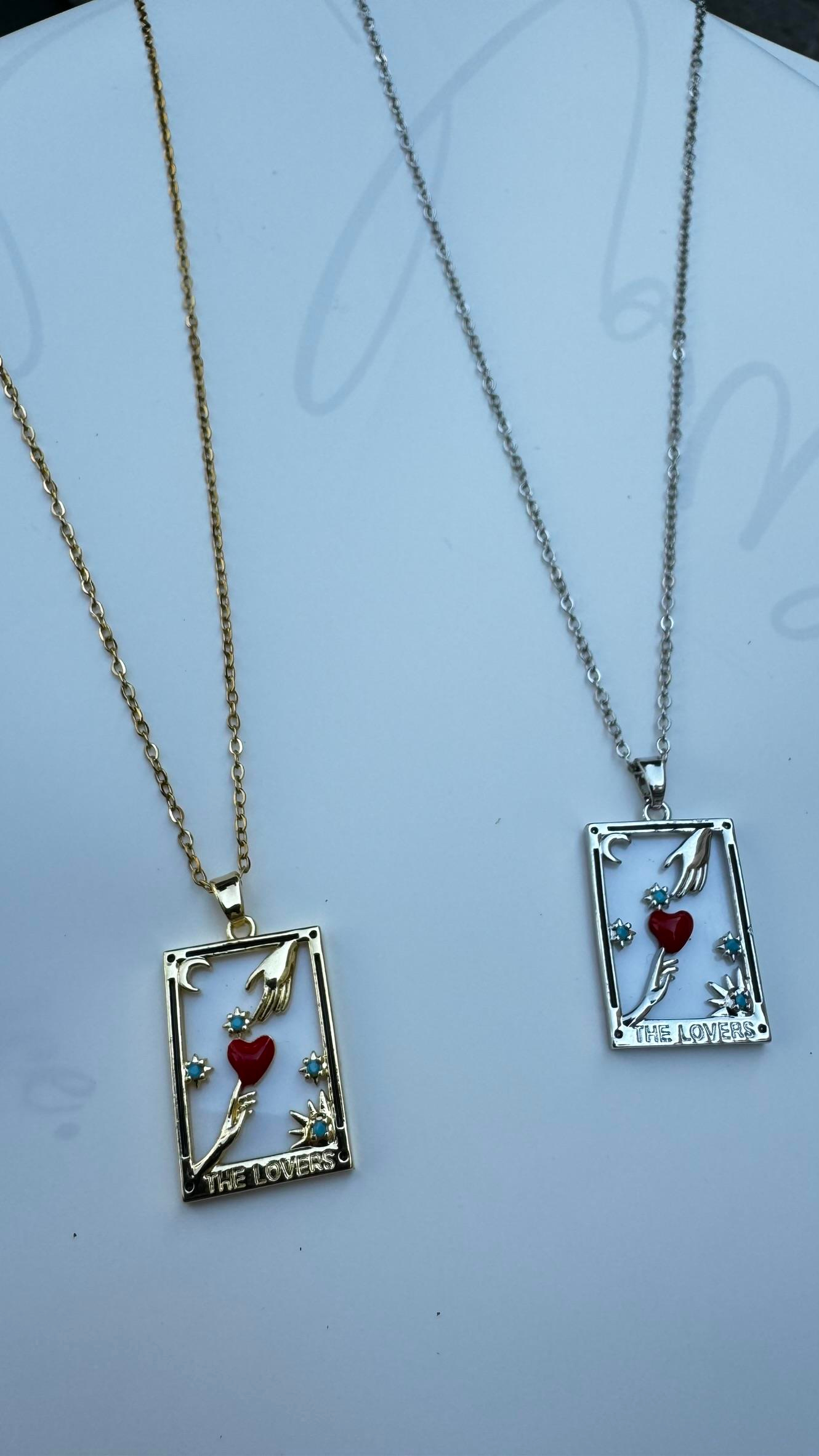 The Lovers  Kırmızı Kalp Tasarım Çelik Kolye