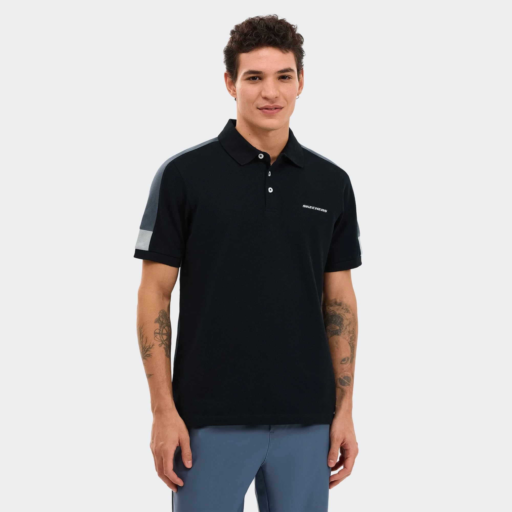 Skechers-M Color Block Detail Polo-T-Shirt-S221047-3817XL