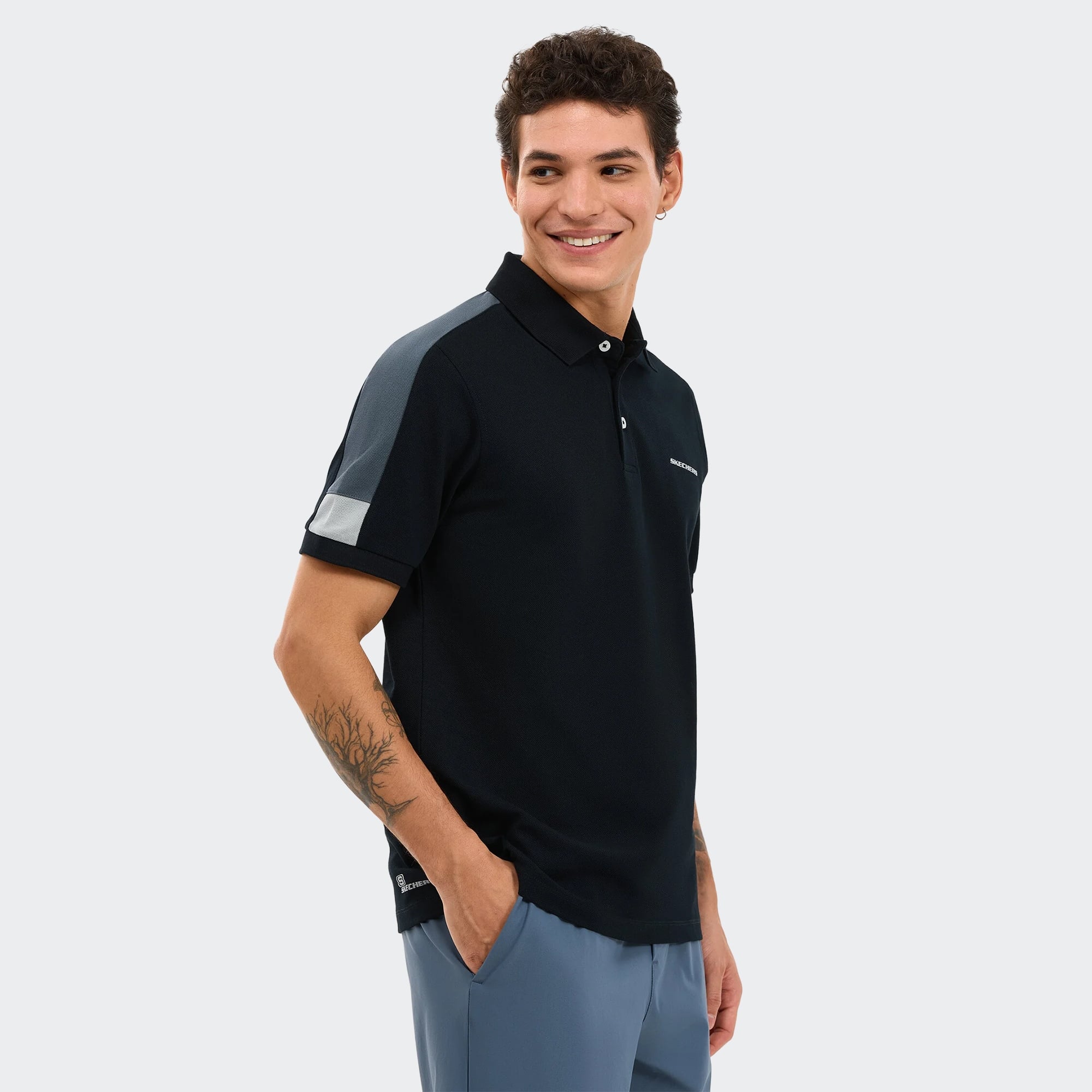 Skechers-M Color Block Detail Polo-T-Shirt-S221047-3817XL