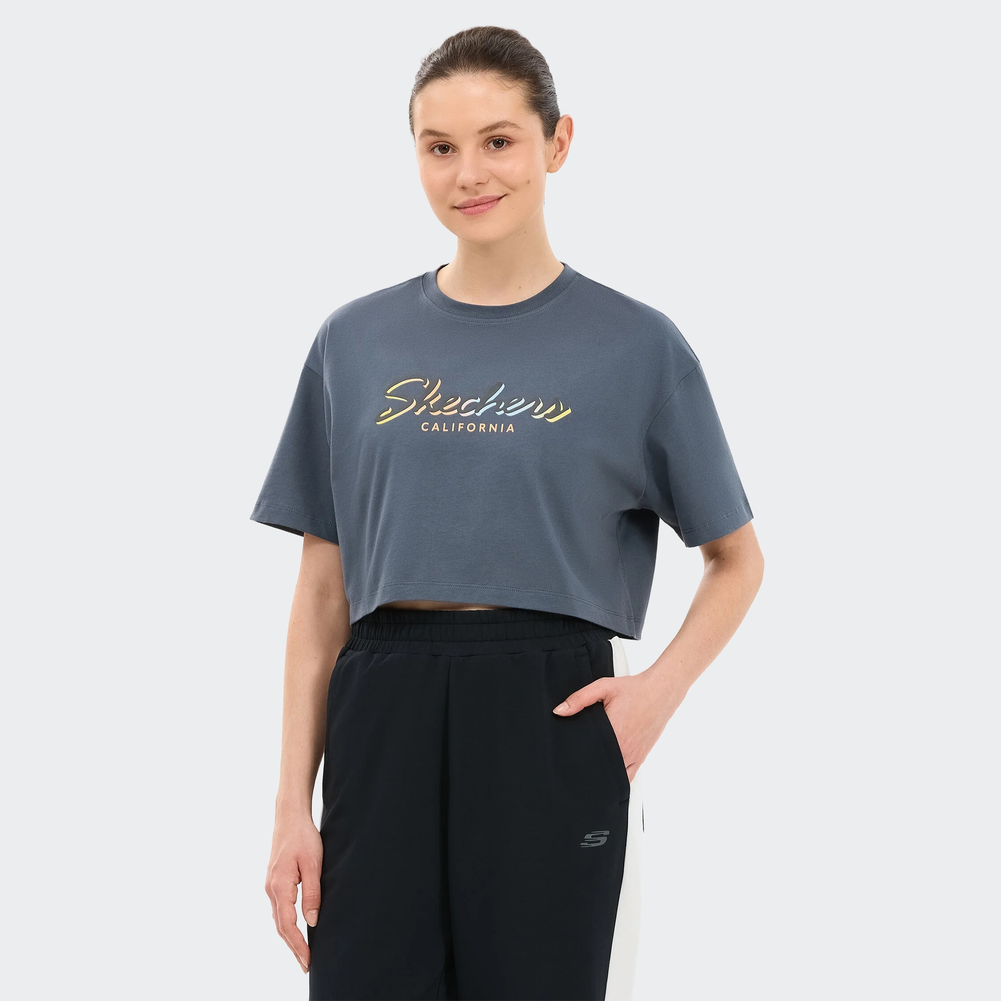 Skechers-W Crop Graphic T-Shirt-T-Shirt-S2610054-3998XS