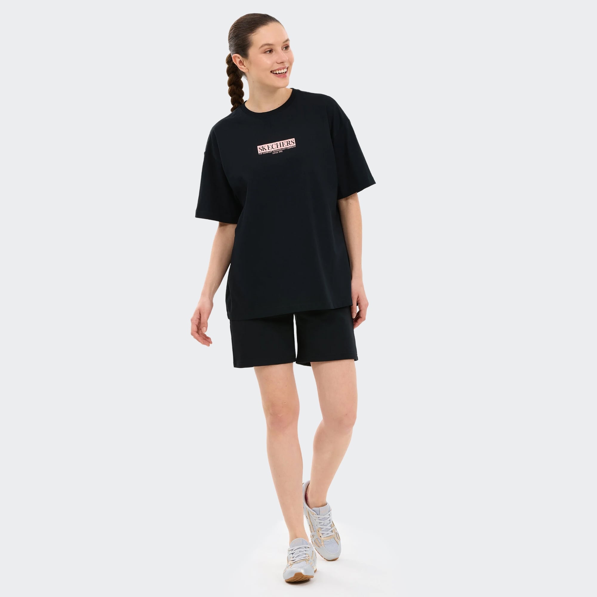 Skechers-W Oversize Fit Graphic T-Shirt-T-Shirt-S2610063-3817SM
