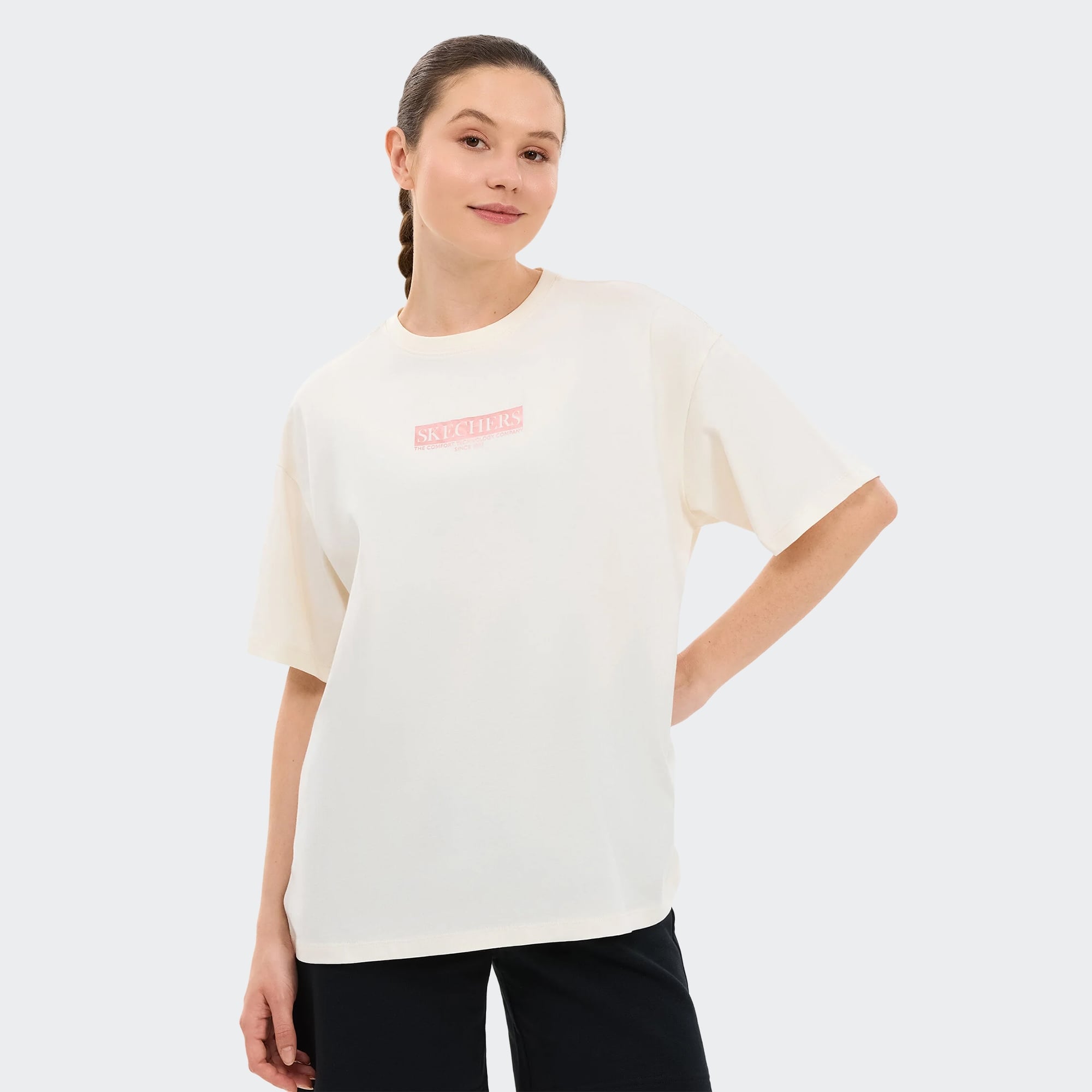 Skechers-W Oversize Fit Graphic T-Shirt-T-Shirt-S2610063-3855SM