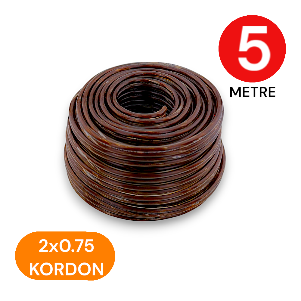 2x0.75 Kordon Yassı Şeffaf Kablo 5 Metre