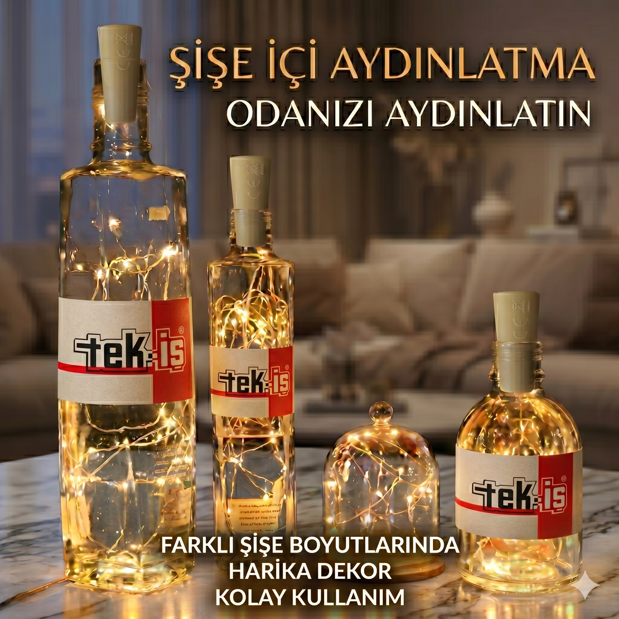 Şişe İçi LED Işık 145 cm Peri Led Aydınlatma Şişe 