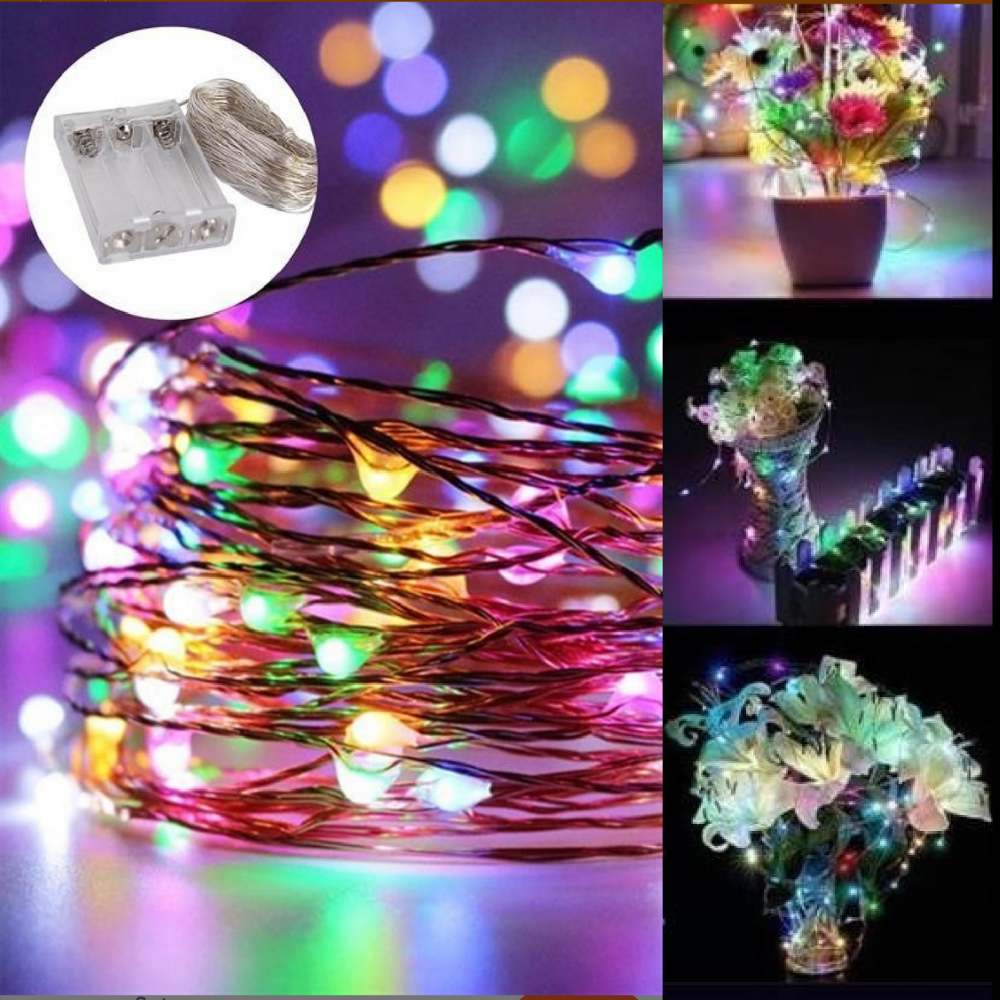 Pilli RGB Peri Led Işık 5 Metre – Renkli Dekoratif Aydınlatma