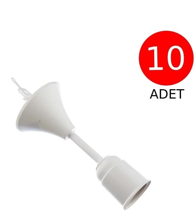 E27 Duy Porselen Asma Takımı Tij Takımı 10 Adet