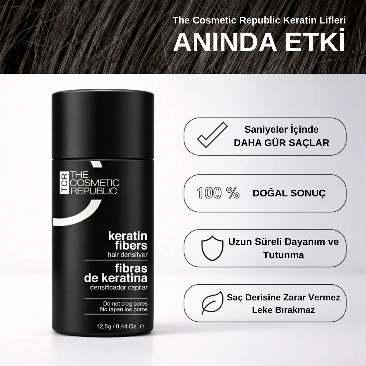 The Cosmetic Republic Dolgunlaştırıcı Saç Fiberi 12,5 gr - Siyah