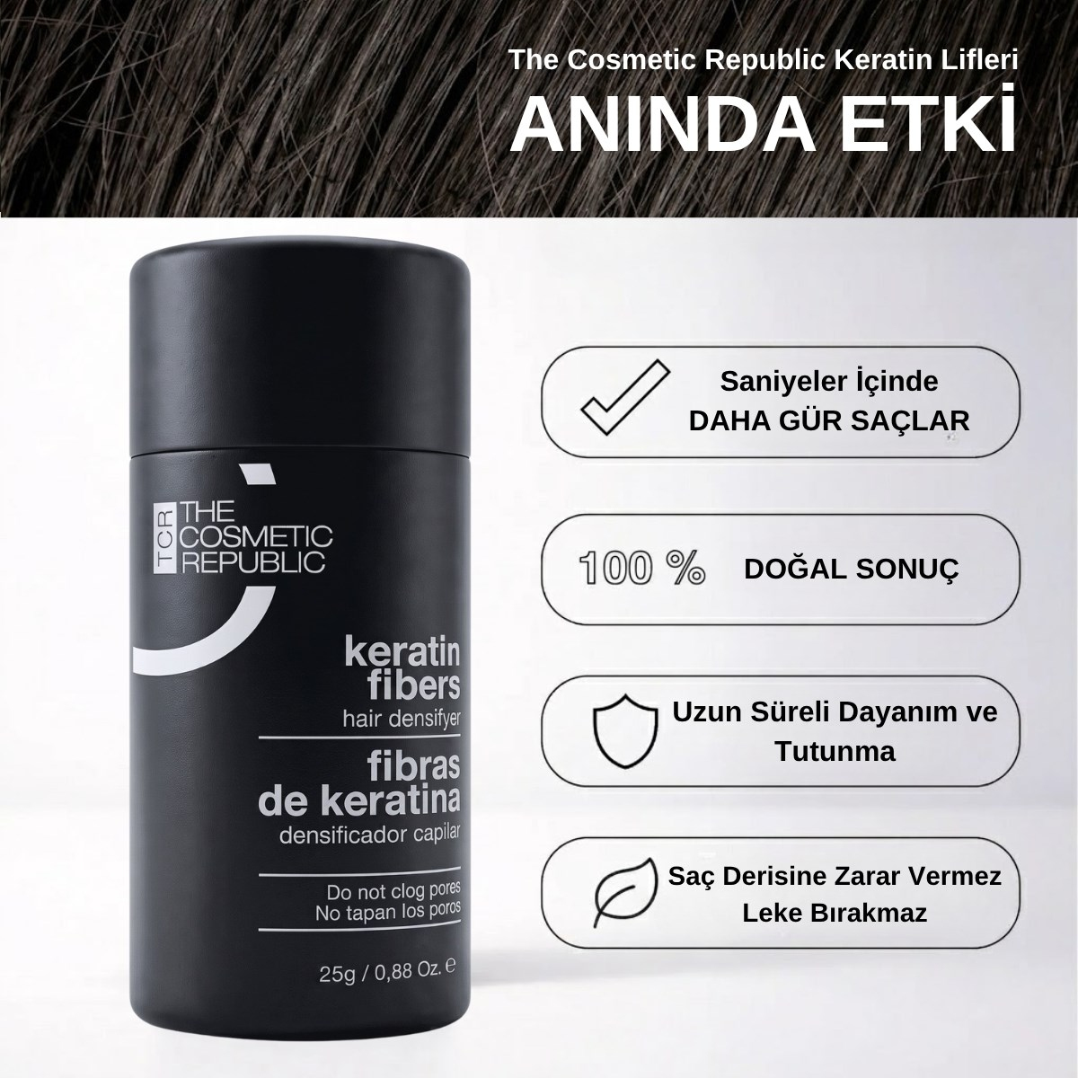 The Cosmetic Republic Dolgunlaştırıcı Saç Fiberi 25 gr – Siyah