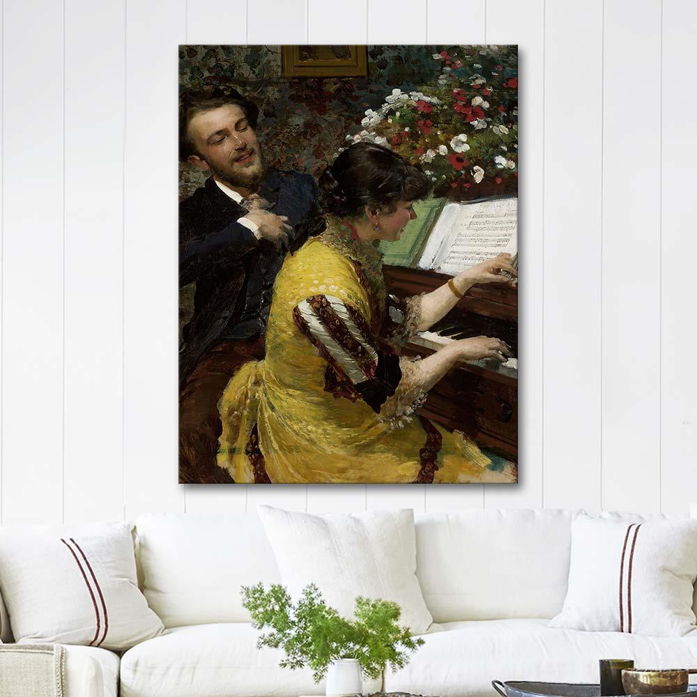 “I have seen once” – Scene by the Piano by Leon Wyczolkowski as Art Print