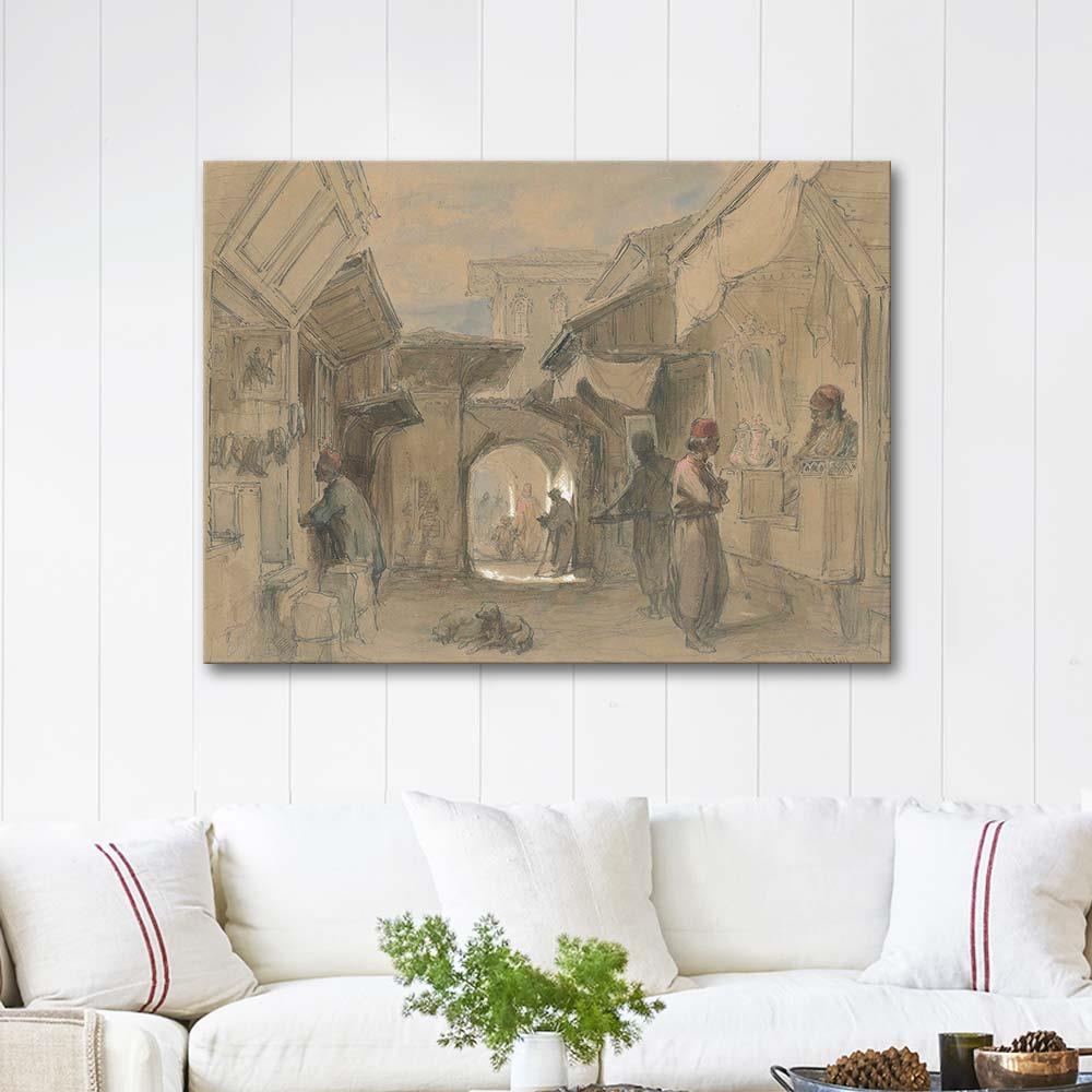 A Bazaar in Constantinople by Amadeo Preziosi as Art Print