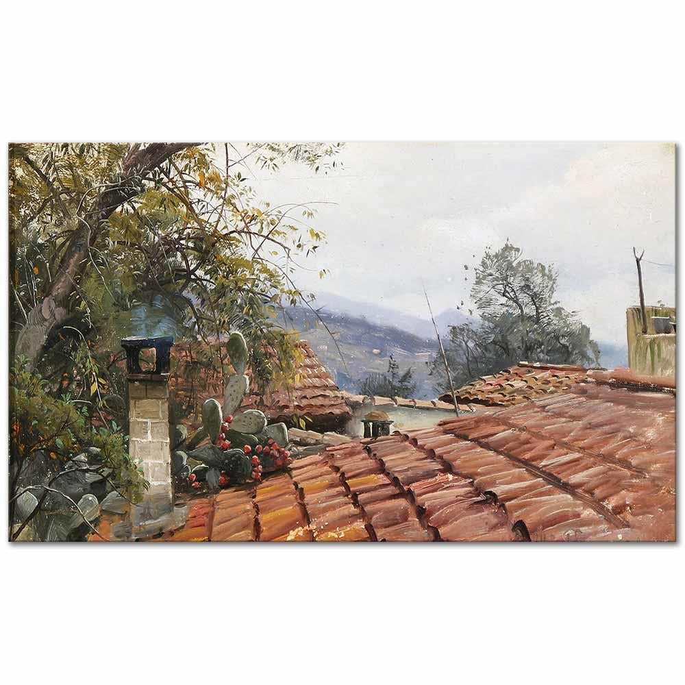 Peder Mørk Mønsted Çatıda Büyüyen Kaktüs Kanvas Tablo