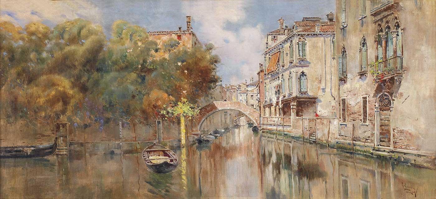 A Canal in Venice by Antonio Reyna Manescau as Art Print