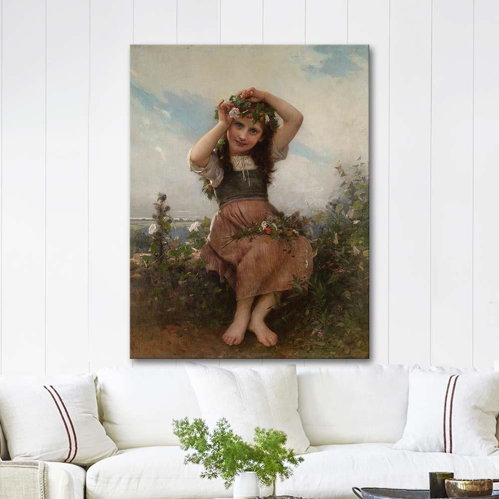 Léon Bazille Perrault Çiçek Tacı Kanvas Tablo