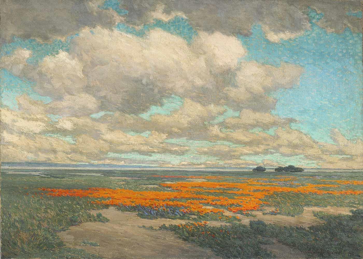 Granville Redmond Kaliforniya'da Bir Gelincik Tarlası Kanvas Tablo