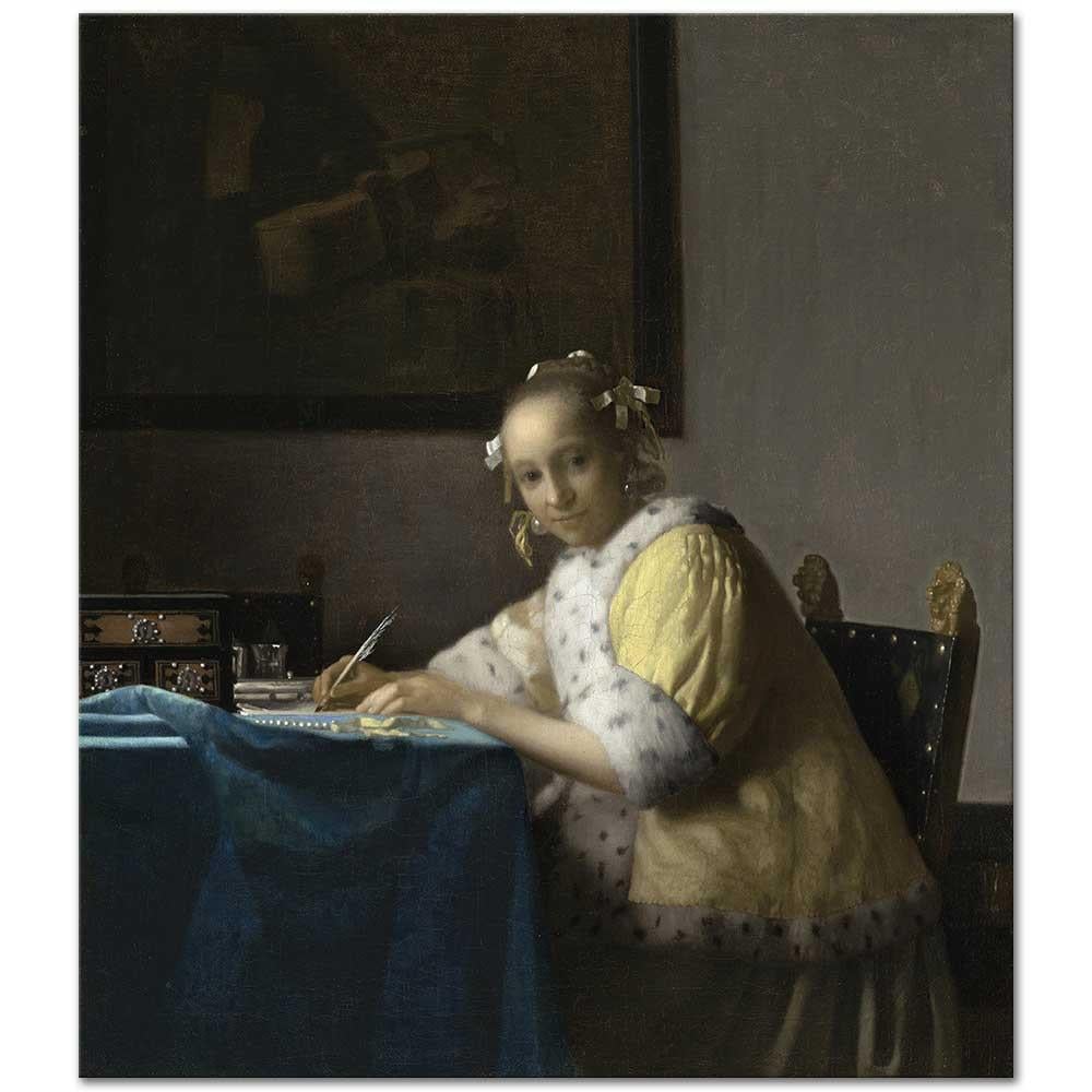 Johannes Vermeer Yazı Yazan Kadın Kanvas Tablo
