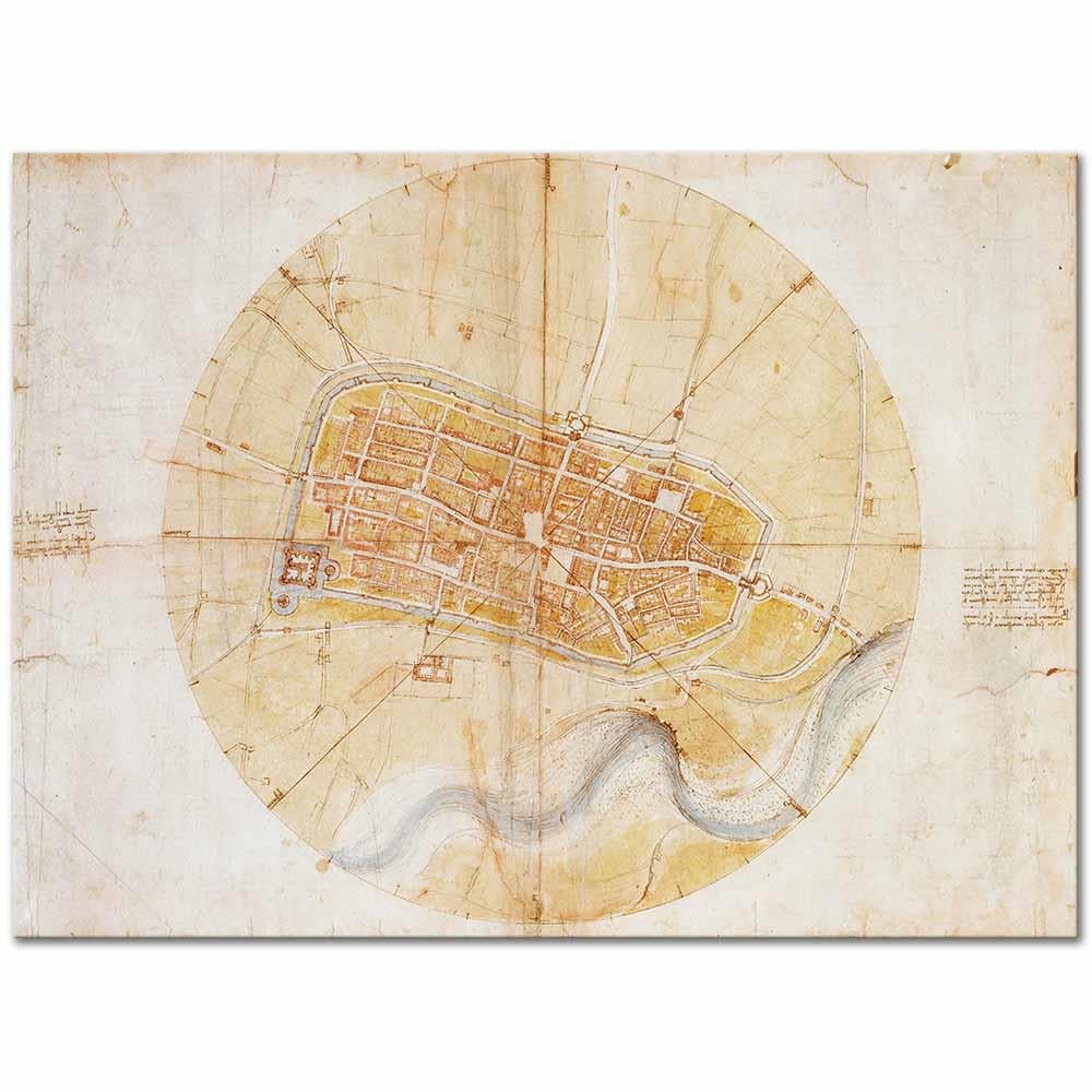 A Map of Imola by Leonardo da Vinci as Art Print