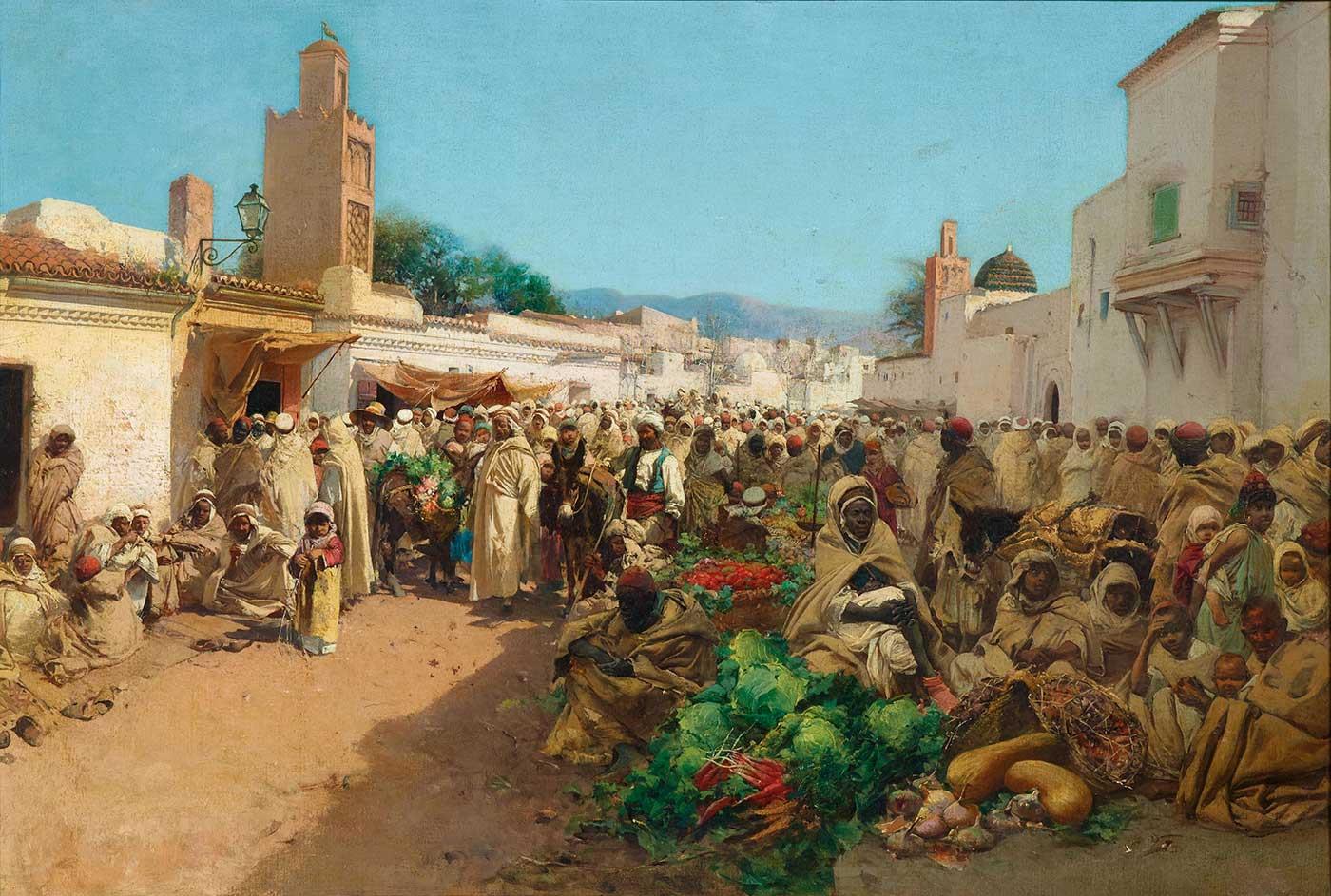 Gustavo Simoni Tlemcen'de Pazar Yeri, Cezayir Kanvas Tablo