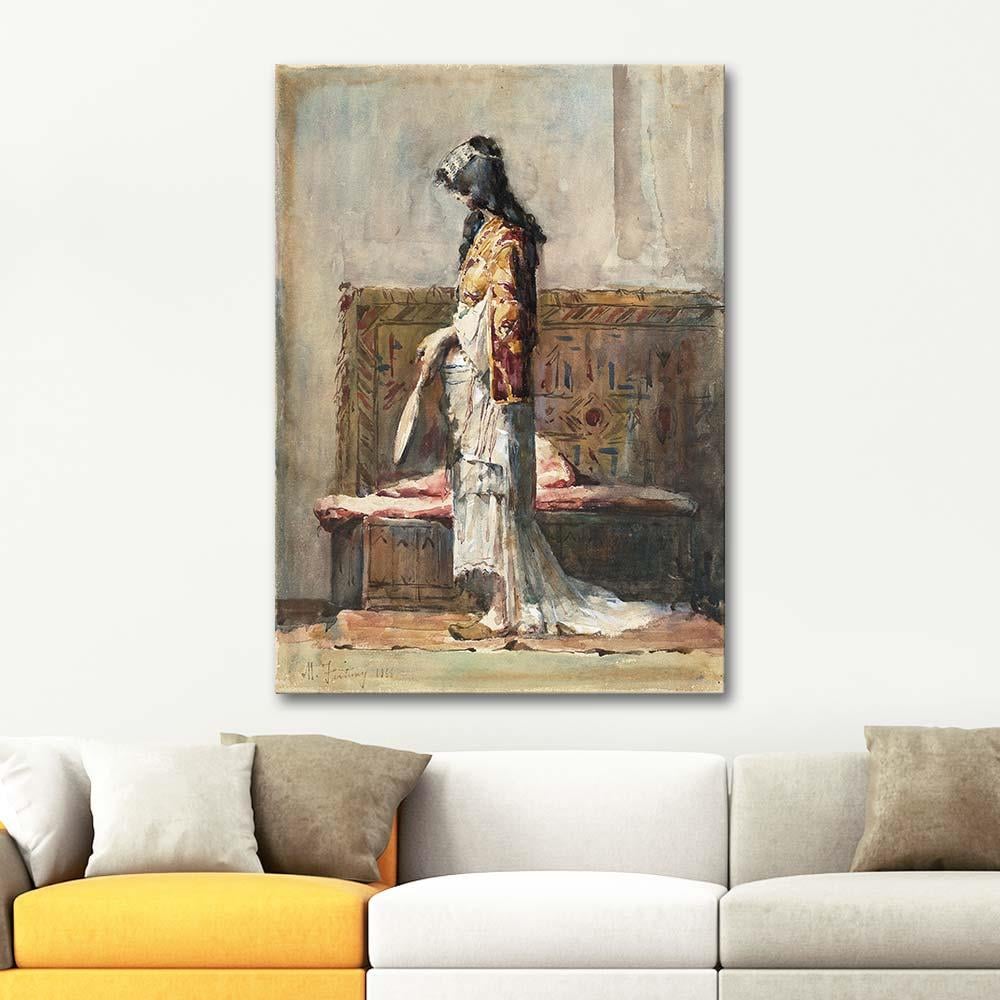 Mariano Fortuny Marsal Geleneksel Kıyafeti ile Faslı Kadın Kanvas Tablo