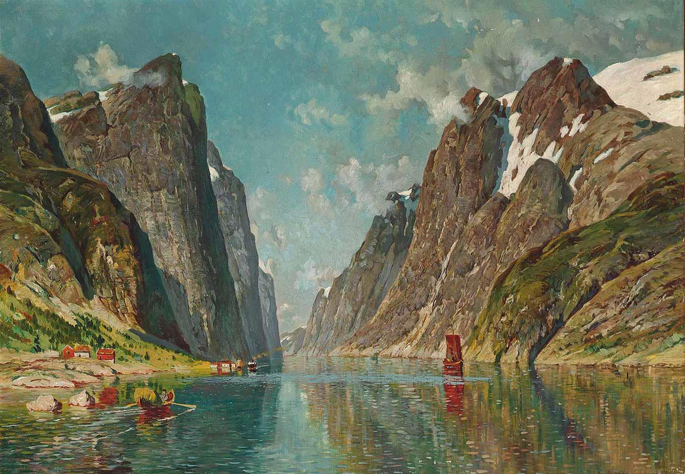 A Norwegian Fjord by Adelsteen Normann as Art Print