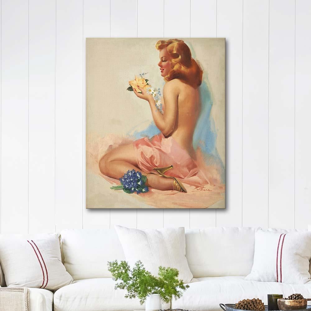A Nude with Daisies as Art Print