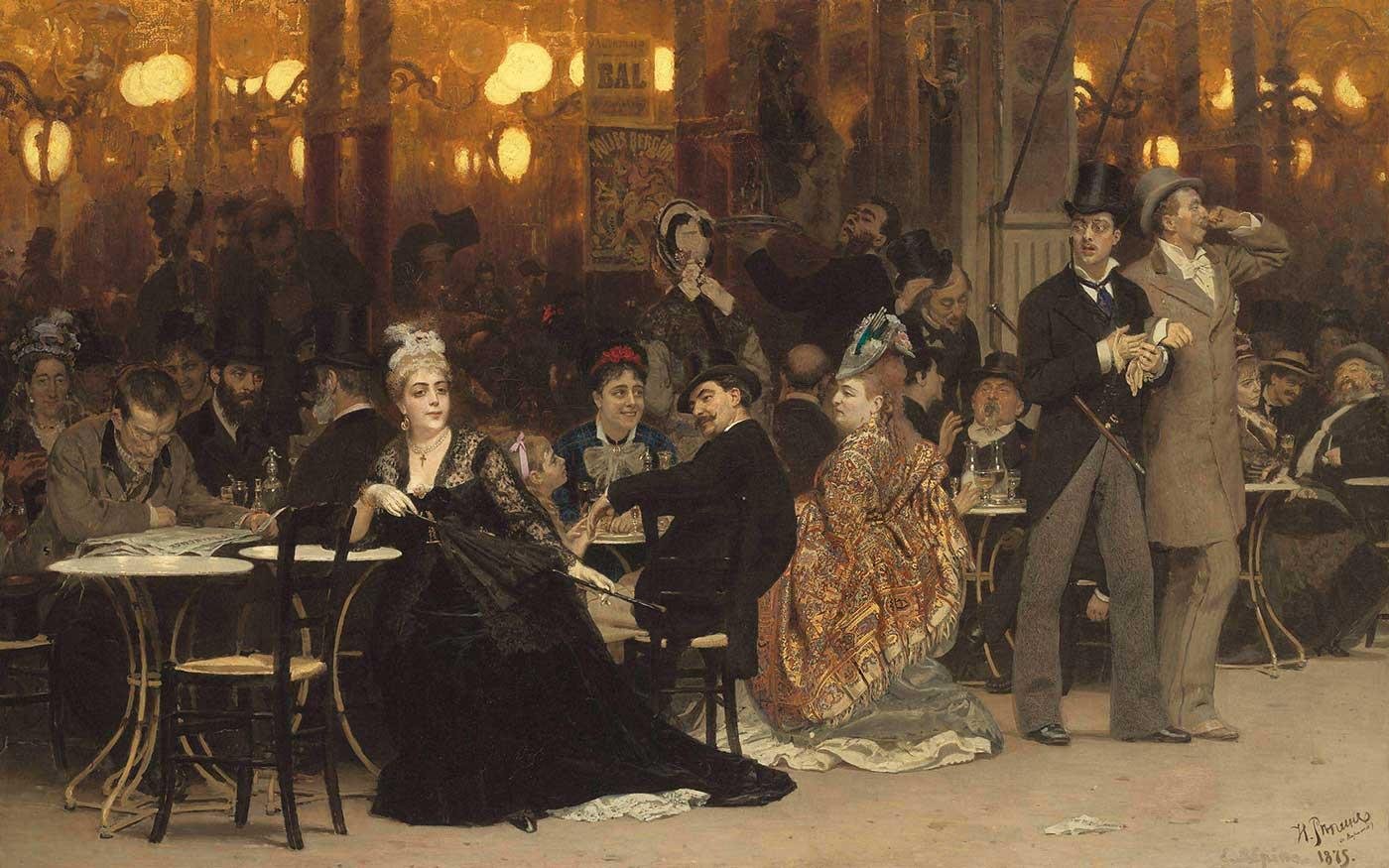 Ilya Repin Paris'te Bir Cafe Kanvas Tablo