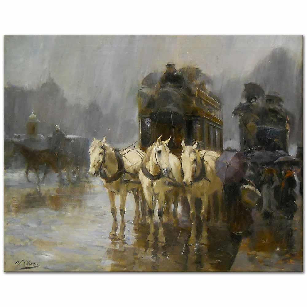 A Rainy Day Paris by Ulpiano Checa y Sanz as Art Print