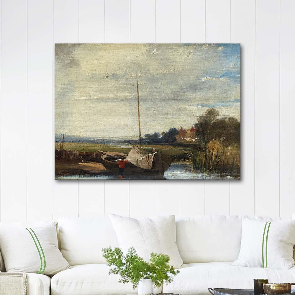 Richard Parkes Bonington Normandiya'da Bir Nehir Kanvas Tablo