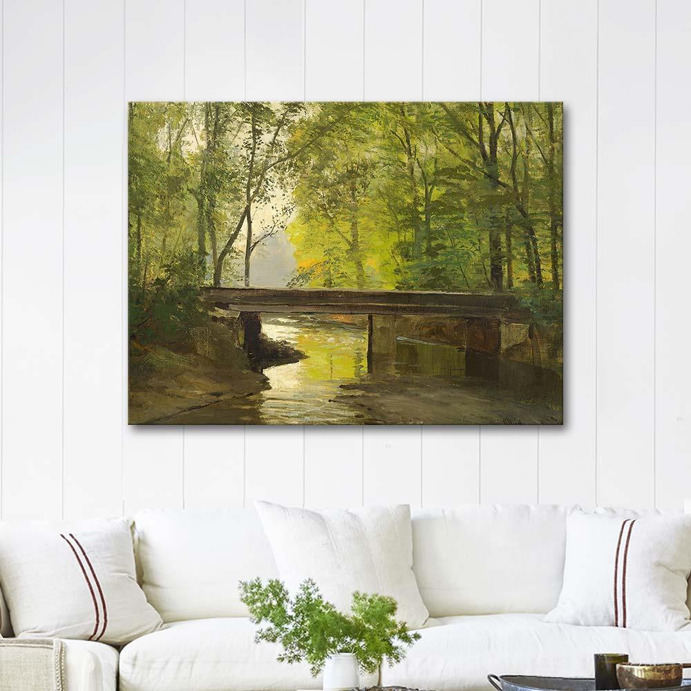 Anders Andersen-Lundby Ormanın İçinden Akan Bir Nehir Kanvas Tablo