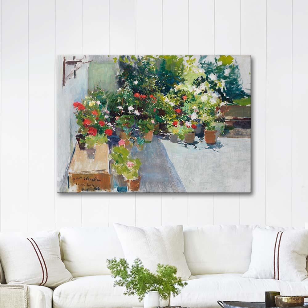 A Rooftop with Flowers by Joaquin Sorolla as Art Print