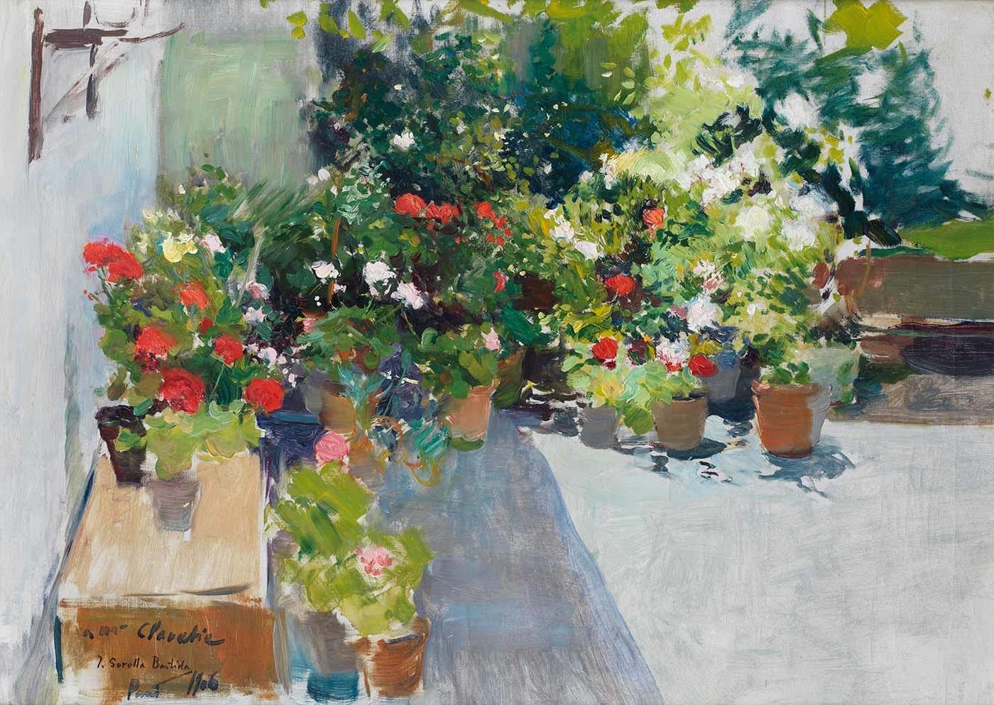 A Rooftop with Flowers by Joaquin Sorolla