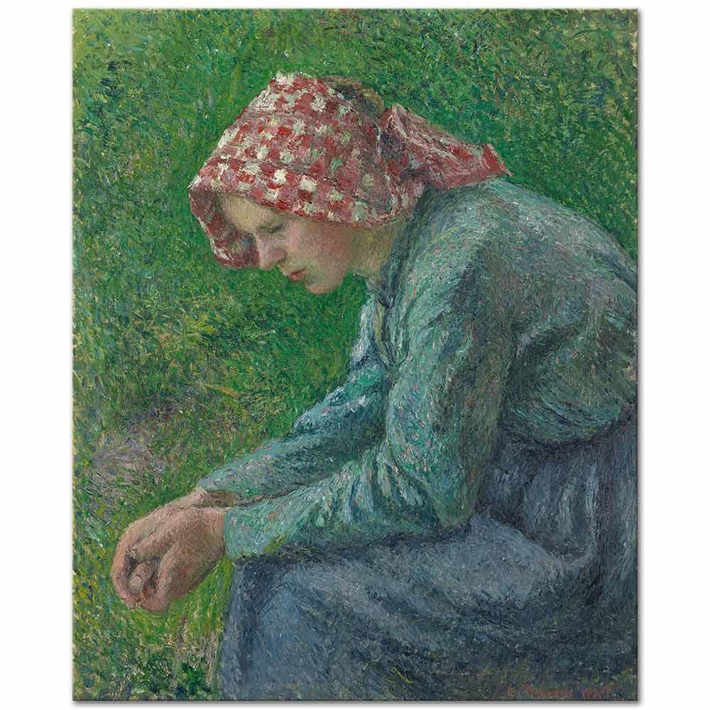 Camille Pissarro Oturan Çiftçi Kadın Kanvas Tablo