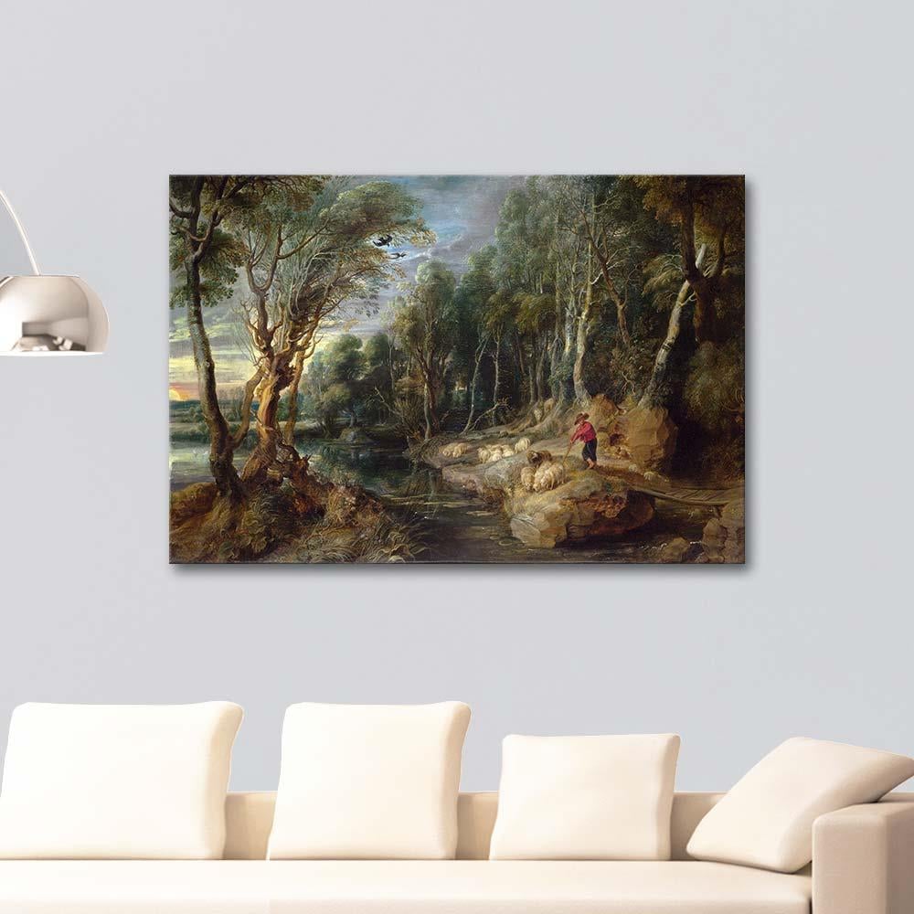 Peter Paul Rubens Ormanda Çoban ve Sürüsü Kanvas Tablo