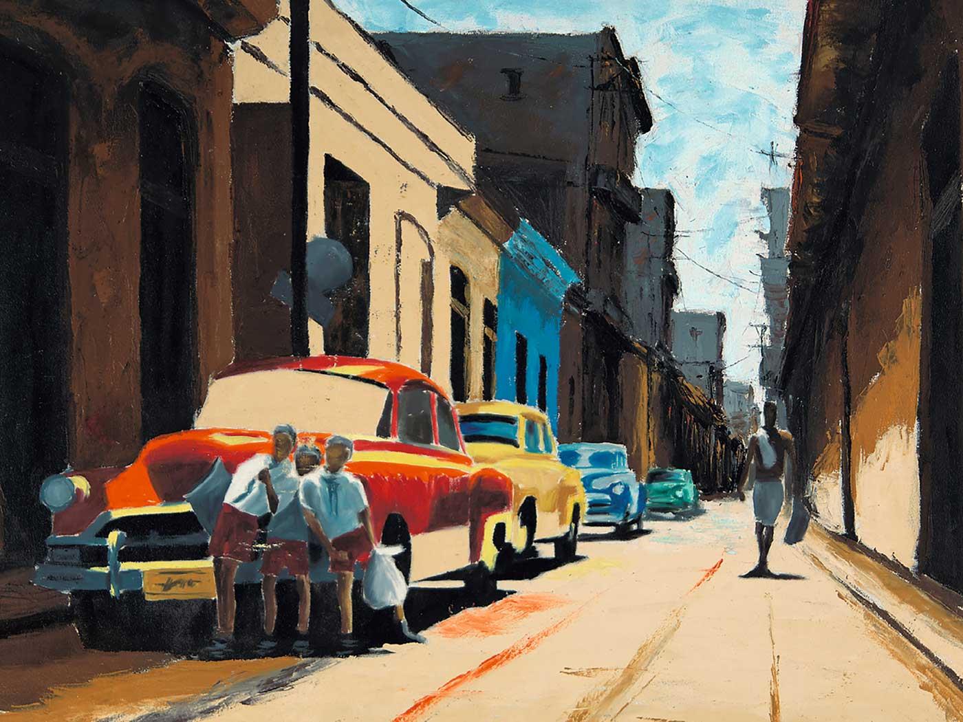 Havana'da bir Sokak Kanvas Tablo