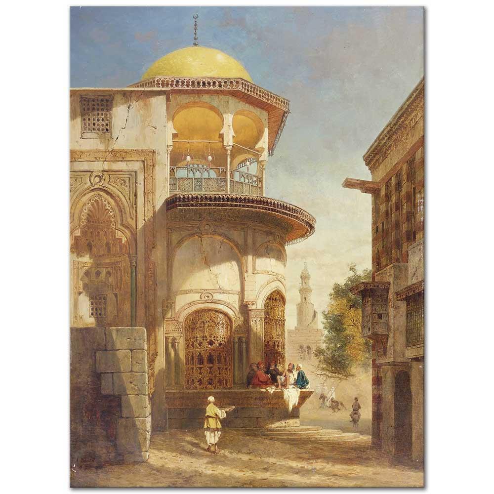 Adrien Dauzats Eski Kahire'den Sokak Manzarası Kanvas Tablo