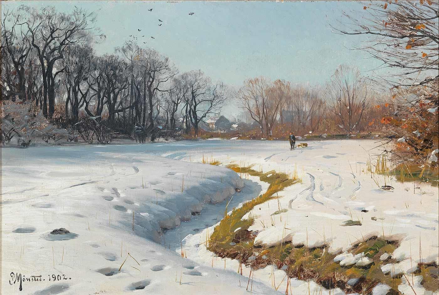 Peder Mørk Mønsted Güneşli Bir Kış Günü Kanvas Tablo