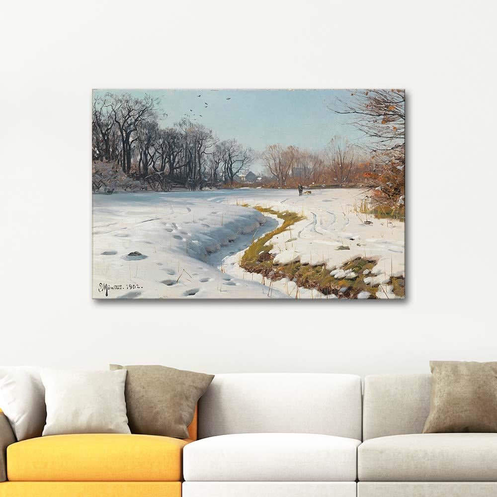 Peder Mørk Mønsted Güneşli Bir Kış Günü Kanvas Tablo