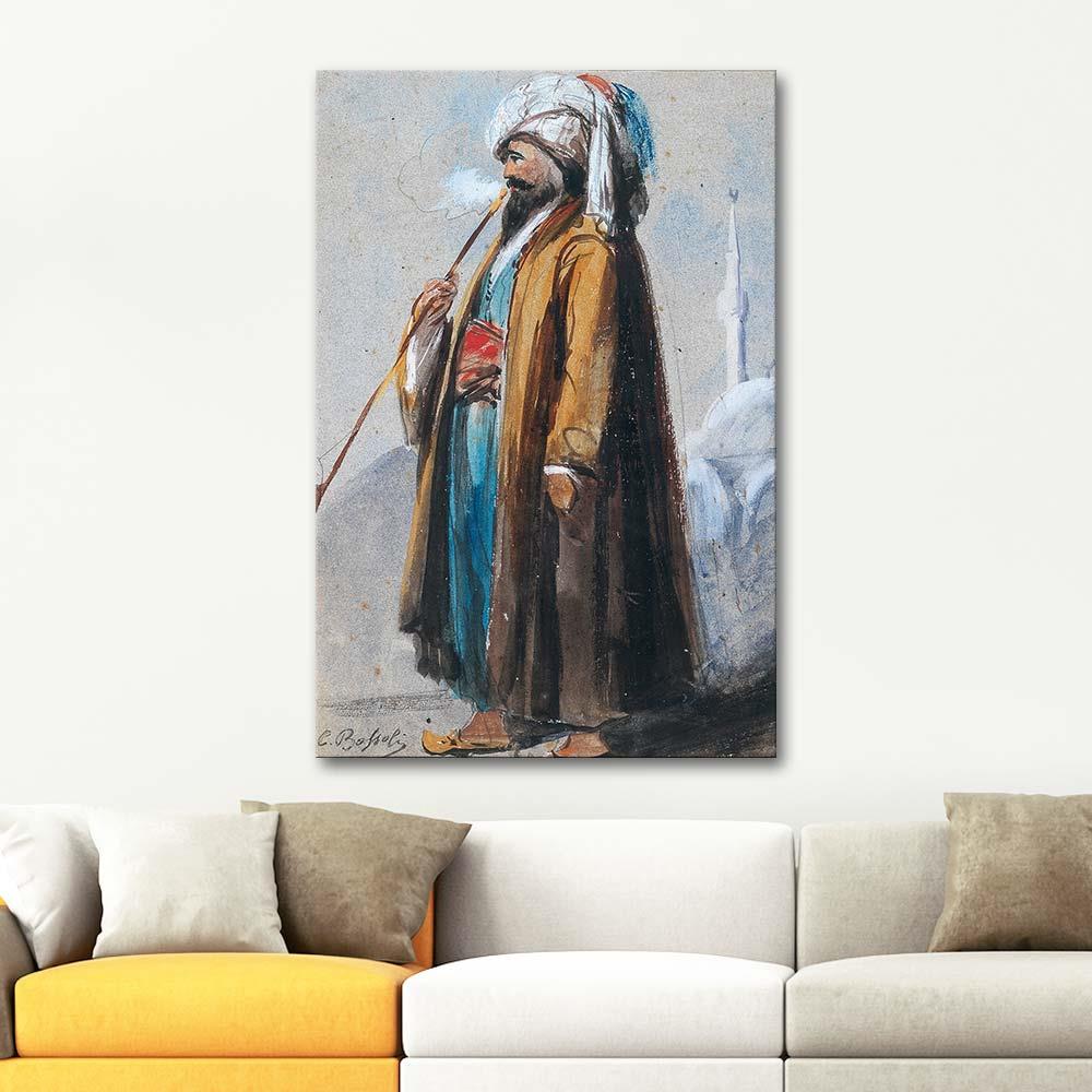 Carlo Bossoli Tütün İçen Doğulu Kanvas Tablo