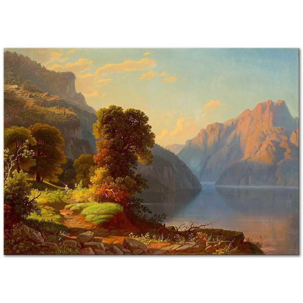 George Caleb Bingham Dağlar Arasındaki Göl Kanvas Tablo