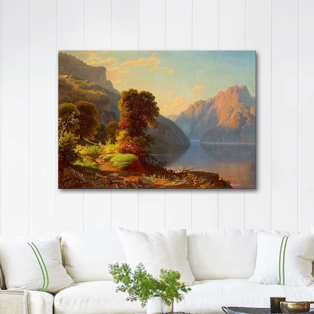 George Caleb Bingham Dağlar Arasındaki Göl Kanvas Tablo