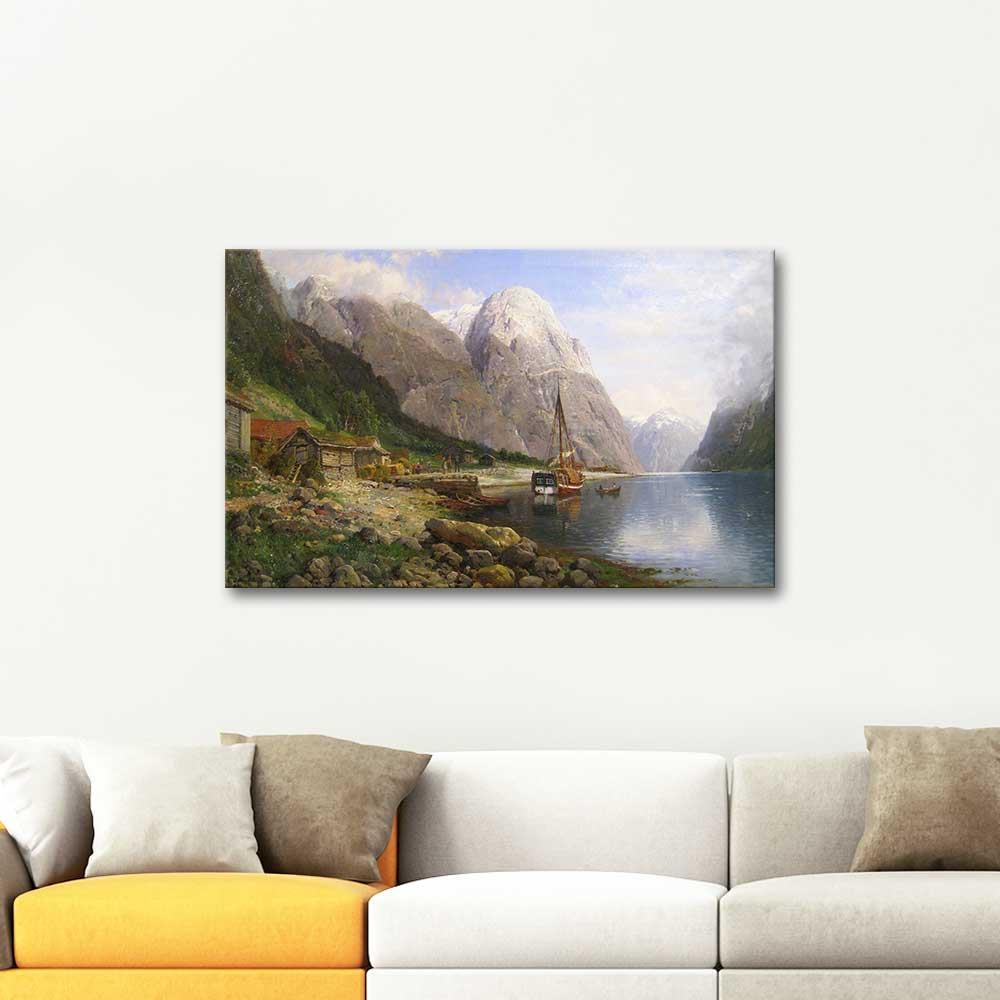 A Village by a Fjord by Anders Askevold as Art Print