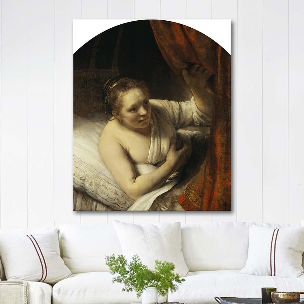 Rembrandt van Rijn Yataktaki Kadın Kanvas Tablo